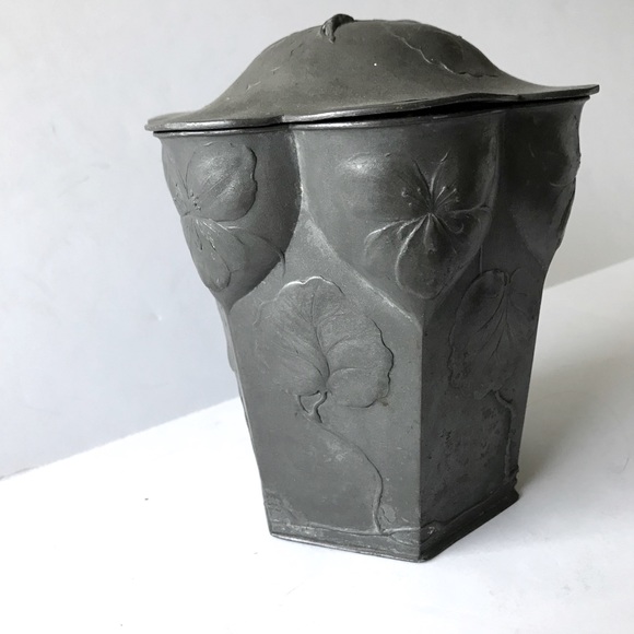 Orivit Art Nouveau Pewter Jar w/ Lid